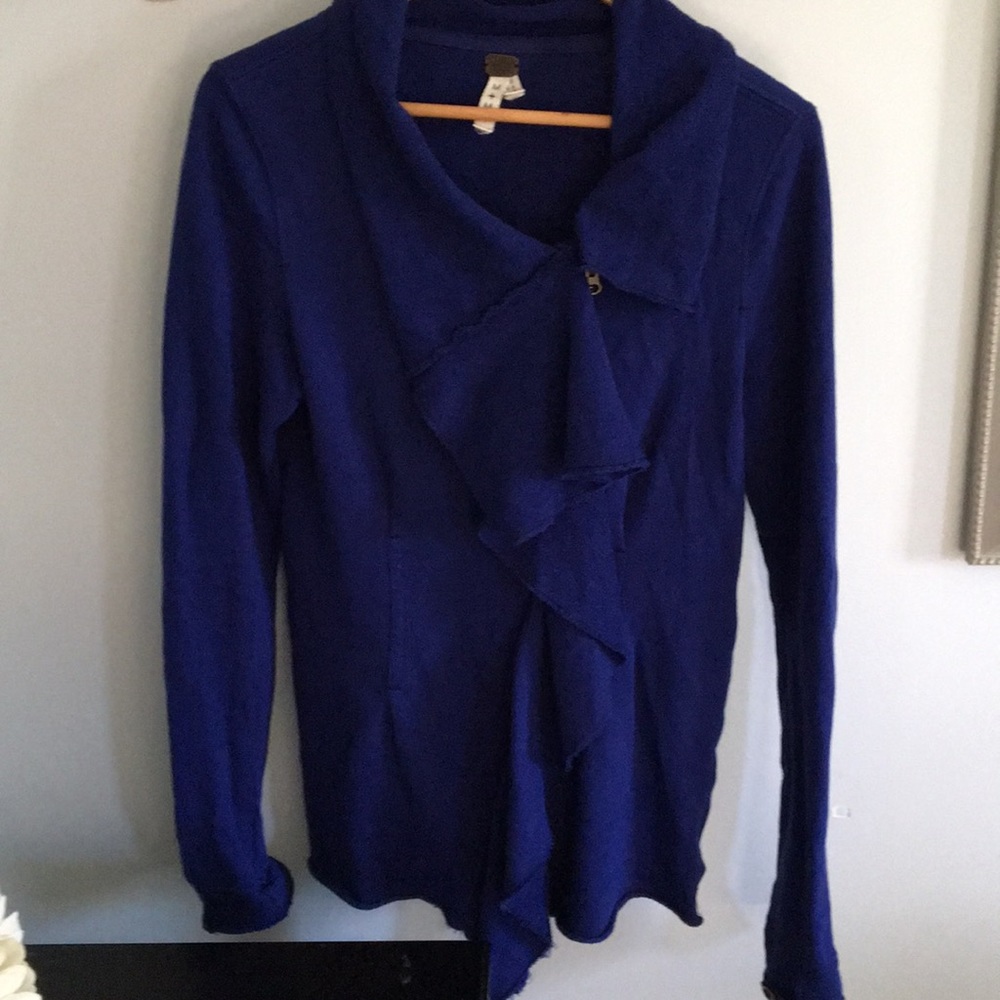 Blue ruffle top